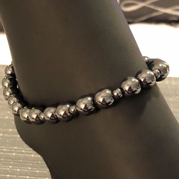 Hematite Beaded Handmade Ankle Bracelet - Picture 1 of 8